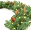Fleurs décoratives 2,7 m LED Light Christmas Rattan Couronne de luxe Décorations Garland Decoration avec Lights