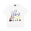 T Shirt Casual Short Sleeved Versatile Summer Loose New Paris Fashion Brand Letter Tower Printed Round Neck T-shirt For Men And Women