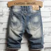 Summer Mens Torn Ruined Hole Design Denim Short Jeans Loose Straight Capris Casual Beggar Design Hip Hop Plus Size Short Pants 240327