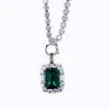 Starsgem Custom Lab Emerald Pendant Collier 9k White Gold Link Tennis Chain