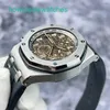 Luxo AP Wrist Watch Série Offshore Royal Oak Offshore 26470ST Precision Steel Brown Timing Função de tempo mecânico automático Relógio 42mm