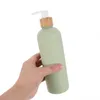 Storage Bottles 2 Pcs Press Pump Dispenser Dish Soap Body Wash Lotion Bottle Dispensers Refillable Shampoo Conditioner Bamboo