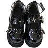 Walking Shoes Big Size 43 Lolita Cosplay Buckle Heart Wedges Platform Thick Women Mary Janes Pumps Punk Goth