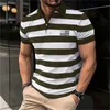 Mode Twotone Stripe Print Polo T-shirt pour hommes 3d Patché National Flag Modèle Bravate Casual Abase Top Top Summer Golf Wear 240403