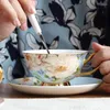 Cumas de tazas Noble Bone China Café y cucharas de cucharas Cercelana Shops Sets de platillo de té de té
