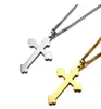 Men Budded Cross Pins Pingente Colar em Tom de Prata Dourado Aço Anterior para Religião Kolye Male Jóias Unissex 24quotchain7705411