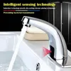 Zlew łazienki krany bez dotychczasowego kranu automatyczny czujnik wodospad Water kran w pełni domowe materiały sprzętowe