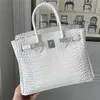 Skórzana designerska torba skórzana z himalajskim białym krokodylem torba na ramię przenośna torba damska