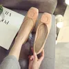 Scarpe casual in stile coreano di punta quadrata da donna piatta primavera Ammente in pelle poco profonda moca