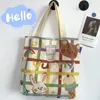 Shoppingväskor kawaii tecknad canvas väska kvinnlig students koreanska litterära handväska mode söta axel kvinnor tote shopper