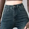 Les jeans féminins ont déchiré Big Flare pour les femmes 2024 Bleu foncé skinny vintage Patchwork Patchwork Boot-Cut Coup de denim pantalon de mode Mujer