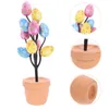 Decorative Figurines Easter Egg Potted Plant Tabletop Centerpiece Ornament Emblems Supplies Decoration Desktop Bonsai Figurine Decorations