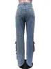 Jeans féminins Benuyffy 2024 Pantalon de cargaison American Streetwear Vintage multi-poche décontracté Low Raist Y2K Vêtements