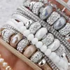 Charmarmband Allyes Ceramic Beads Leather For Women Retro Boho Crystal Chain Multilayer Wide Wrap Armband Female smycken