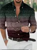 Camisas casuais masculinas homens 3D gradiente multicolorido Lape Blouse Moda Tops de Moda de Moda de Moda de Grandes Longo para Roupas