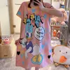 Zomermelk vezelmeisjes slaapkleding rok cartoon schattige pyjama nachtjurk korte mouw nachthemd voor vrouwen