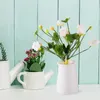 Fiori decorativi 2 pezzi artificiale decorazione per la casa di fiori mini seta loto disposizione falsa per casa (bianco)