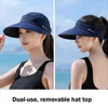 넓은 가슴 모자 분리 가능한 여성 여름 태양 모자 캐주얼 UV 보호 빈 상단 캡 접이식 조절 가능한 해변
