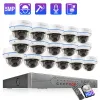 Sistema Techage HD 5MP 16CH POE Sicurezza Telecamera Sistema Rilevamento Audio Record Audio Dome Kit video di sorveglianza CCTV interno