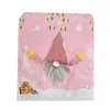 Stol täcker jul rolig gnome med LED -lätta tecknad ansiktslös Santa Pink Back Slipcover för matplats