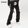 Jeans féminins Harajuku Y2k Slim Fit High Waist 2024 Sage d'été pantalon noir Vintage Streetwear Belted Conçue Denim Pantal