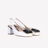 Chaussures habillées 5cm Slingback à talons Cuir doux blanc avec pompes accessoires noirs