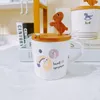 Kupalar sevimli yaratıcı atlıkarınca karikatür romantik mor seramik fincan cep telefonu tutucu kapak kupa süt çayı