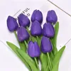 Fleurs décoratives 6 pièces / ensemble Tulipes artificiels pour la décoration de mariage à la maison cadeaux de vacances tirant des accessoires réalistes Couleurs naturelles