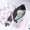 1 pcs kawaii pêche stylo crayon crayon sac canvas school reçoivent des outils noirs maquillage pochette cosmétique