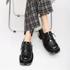 Casual Shoes 2024 Lace Up Zapatos Mujer Derby Women Metallic Oxfords Loafers Punk Gothic Platform Cuban Leather Flats