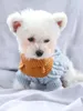 Hundkläder husdjurskläder mjuka och bekväma söt twist knapptröja valpkläder
