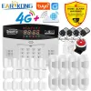 Kits 433MHz Wireless Wired Zone 4G SIM Tuya GSM Home Security Alarm System LED Display Host Smart Life APP Control Alexa Google