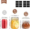 Opslagflessen luchtdichte glazen potten met dekselset van 3. Med voedselcontainers.Square Mason Jar Candy Sugar