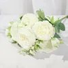 Fleurs décoratives docidaci belles roses en soie artificielle fausse plante pivoine bouquet blanc pour vase maison de fête à la maison cadeaux de décoration de mariage