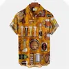 Mens Casual Shirts Men Short Sleeve Hawaiian 3D Print Beer Wine Graphic Beach Summer Button Down Tee Shirt Tops