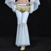 Stage Wear Belly Dance Mesh Flered Pants Costume Akcesoria Performance Prop sexy frędzle cekiny