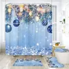 Shower Curtains Sky Blue Christmas Curtain Rug Bathroom Set Father Snowman Funny Animals Washable Decor