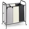 Storage Boxes BENTISM Laundry Sorter Cart 3-Section Rolling Dirty Clothes Hamper With Wheels & 600D Oxford Fabric Removable