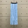 Luxury Women Satin Pants Designer High Waist Wide Leg Pants Elastic Waist Letters Casual Daily Trousers