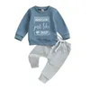 Set di abbigliamento abiti da taglio set di abiti da papà di papà lettere lattiera della crewna con cima a maniche lunghe e pantaloni invernale