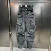 Jeans femininos Xinyuan 2024 Coleção de inverno Multi Pockets Style Punk Jenim Cargo Pants Mulheres Legal