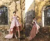 Zuhair Murad Sukienki Prom High Low Pink Lace 3D Floral Applqiues z ramienia Eleganckie wieczorne sukienki 2018 Girls6237488