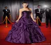 Rückenfreie Spitzenapplikationen formelle Festzug Prom Kleid 2019 New Dark Purple Ball Kleid abnehmbar Quinceanera Kleid 1279636328
