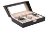 Titta på rutan 23 rutnät Black PU Leather Jewelry Box Se Winder Organizer Case Storage Display Holder Gift7625540