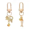 Keychains 2pcs And Fish Bone Keychain Couple Key Chain Creative Metal Hangings Jewelry