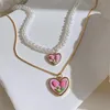 Choker Love Tulip Pearl Necklace Women's Summer Pink Flower Pendant Collar Chain Light Luxury Small Design Sense Neckchain