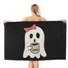 Towel Little Ghost Ice Coffee Happy Halloween Funny Cute 80x130cm Bath Water-absorbent For Picnic Souvenir Gift