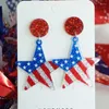 Orecchini penzolanti Glitter patriottici bandiera americana acrilica per donne stelle e strisce cross drop memorial day gioielli all'ingrosso