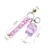 Summer Oil Liquid Lollipop Keychain flutuante e flutuante e flácio de neve glitter acrílico pingente de chaves de mochila para mulheres 240320