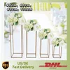 Vaser 4st Metal Flower Rack Prop Geometric Column Vase Stand Wedding Party Decor Gold Rectangular för 40/60/00/100cm